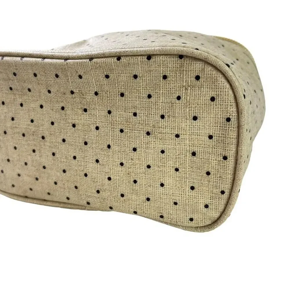 Kate Spade New York Out to Lunch Beige Black Polka Dot Tote Bag Handbag Cooler